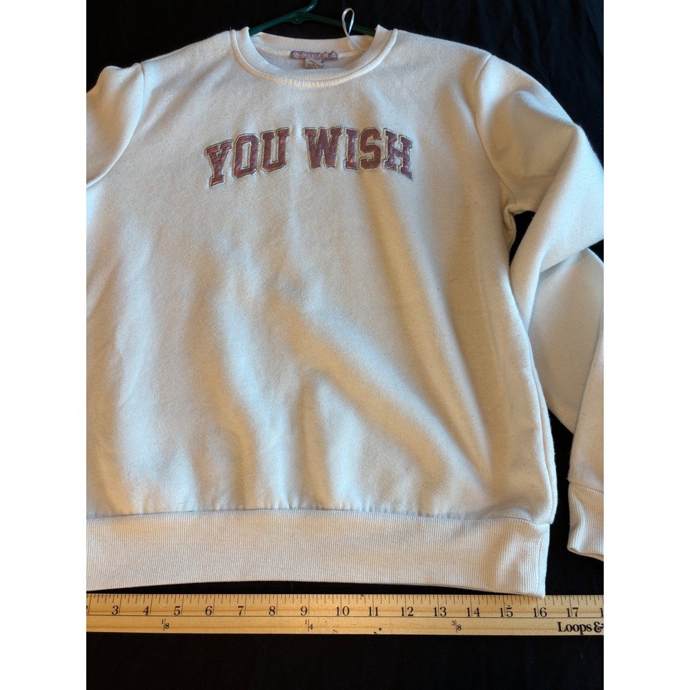 Balanced Motion You Wish Graphic Crewneck Sweatshirt White Metallic Purple Small